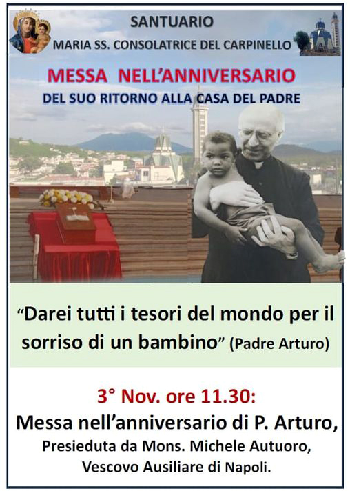 Messa anniversario il 3 novembre ore 11.30 a Visciano, Napoli Messa per l'anniversario della morte di P. Arturo D'Onofrio il 3 novembre ore 11.30 a Visciano, Napoli, Italia